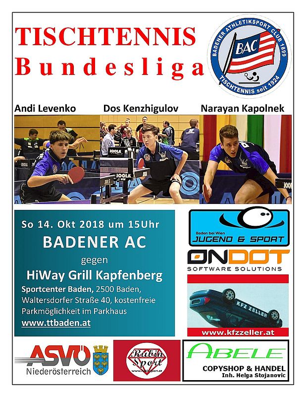 Event-Logo für 1. Tischtennis Bundesliga Herren am 14.10.2018 um 15:00 Uhr in Baden