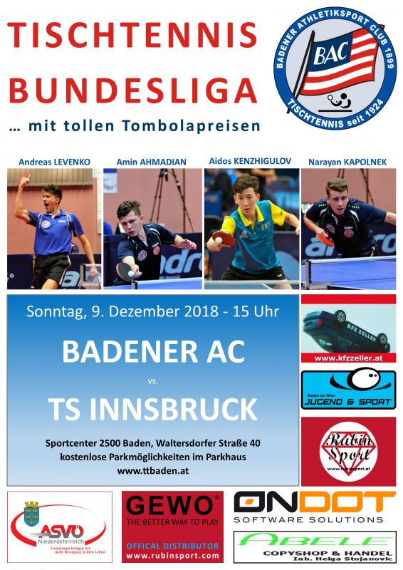 Event-Logo für 1. Tischtennis Bundesliga Herren am 09.12.2018 um 15:00 Uhr in Baden