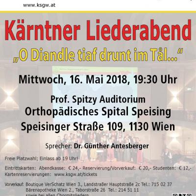 Bild 1 zu Kärntner Liederabend am 16. Mai 2018 um 19:30 Uhr, Orthopädisches Spital Speising (Wien)