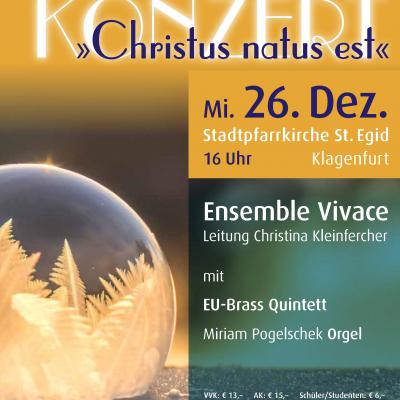Bild 1 zu Weihnachtskonzert "Christus natus est" am 26. Dezember 2018 um 16:00 Uhr, Stadtpfarrkirche St. Egid (Klagenfurt)