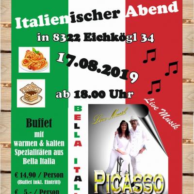 Bild 1 zu Italienischer Abend mit dem Duo PICASSO am 17. August 2019 um 18:00 Uhr, Gmiatlich beinand in Eichkögl (Eichkögl)