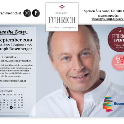 Bild 1 zu Gesichtslesen - mit Christoph Rosenberger am 26. September 2019 um 18:00 Uhr, Restaurant Führich (Wien)