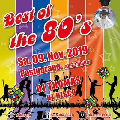 Bild 1 zu Best of the 80s am 09. November 2019 um 22:00 Uhr, Postgarage (Graz)