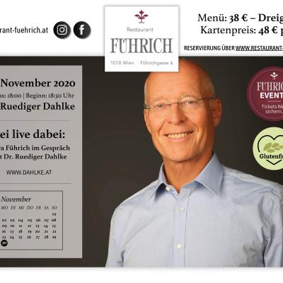 Bild 1 zu Mediziner Dr. Ruediger Dahlke im Live Interview am 30. November 2020 um 18:30 Uhr, Restaurant Führich (Wien)