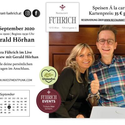 Bild 1 zu Gerald Hörhan - der Investmentpunk am 16. September 2020 um 19:30 Uhr, Restaurant Führich (Wien)