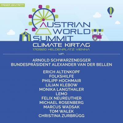 Bild 1 zu CLIMATE KIRTAG 2020 mit Arnold Schwarzenegger  am 17. September 2020 um 13:30 Uhr, Heldenplatz  (Wien)