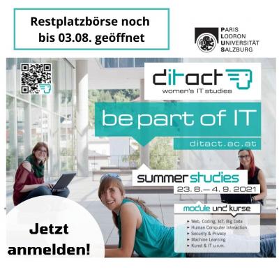 Bild 1 zu ditact – IT-Sommeruni für Frauen am 03. August 2021 um 12:00 Uhr, Universität Salzburg (Salzburg)
