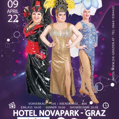 Bild 1 zu Die GRAZien Travestie-Dinner-Show am 09. April 2022 um 19:00 Uhr, Novapark Hotel (Graz)