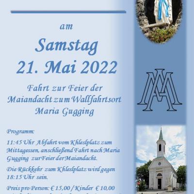Bild 1 zu Feier der Maiandacht Lourdesgrotte Maria Gugging  am 21. Mai 2022 um 11:45 Uhr, Pfarre Altmannsdorf (Wien)