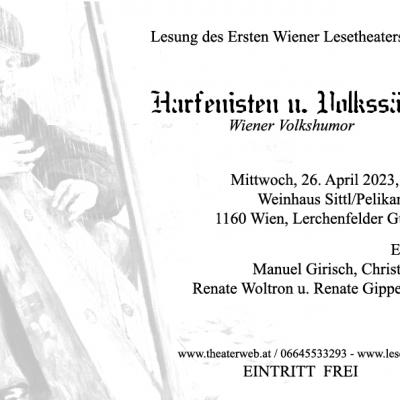 Bild 1 zu Harfenisten und Volkssänger am 26. April 2023 um 19:00 Uhr, Weinhaus Sittl (Wien)