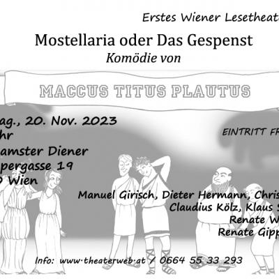 Bild 1 zu Mostellaria oder das Gespenst am 20. November 2023 um 19:00 Uhr, G´schamster Diener (Wien)