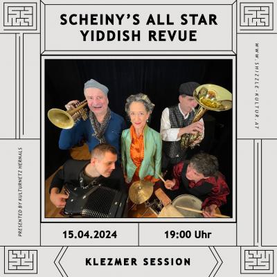 Bild 1 zu Klezmer Session: Scheiny’s All Star Yiddish Revue am 15. April 2024 um 19:00 Uhr, Kulturcafé Max (Wien)